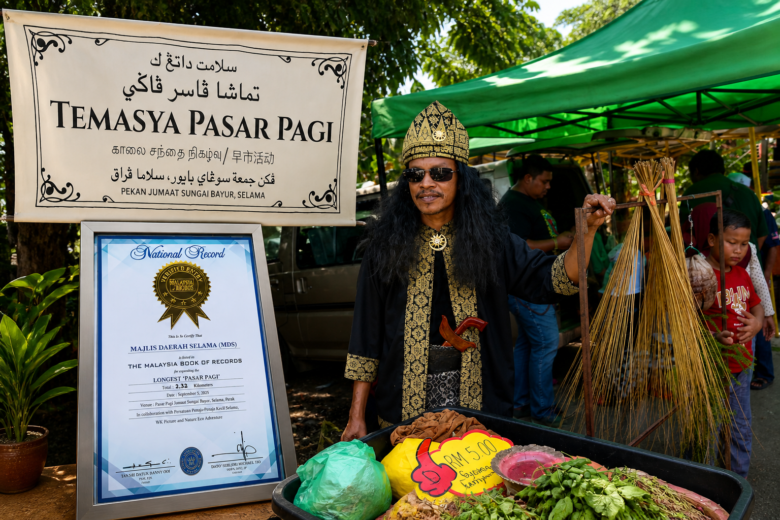 PASAR PAGI SUNGAI BAYOR SEPANJANG 2.32KM KEKAL TERCATAT DALAM THE MALAYSIA BOOK OF RECORD